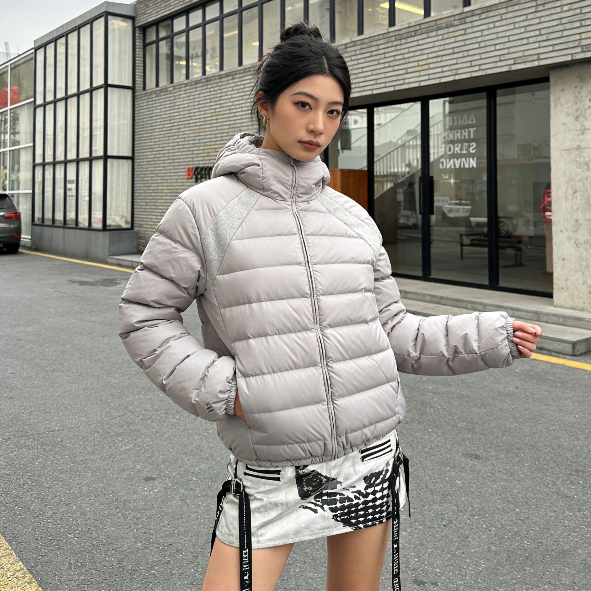 Designed Diagonal Zipper Rib down Jacket for Men and Women, New Winter Soft, Waxy, Warm, Comfortable and Casual Couple Jacket