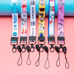 Cartoon certificate lanyard heat transfer webbing long and short cartoon mobile phone case hanging rope work ID lanyard