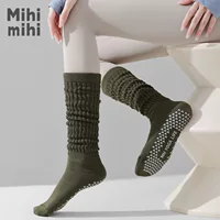 Нескользящие полупрозрачные йога-носки для дома демисезонные с увеличенной толщиной для тепла и полной фиксации стопы; доступно в нескольких цветах