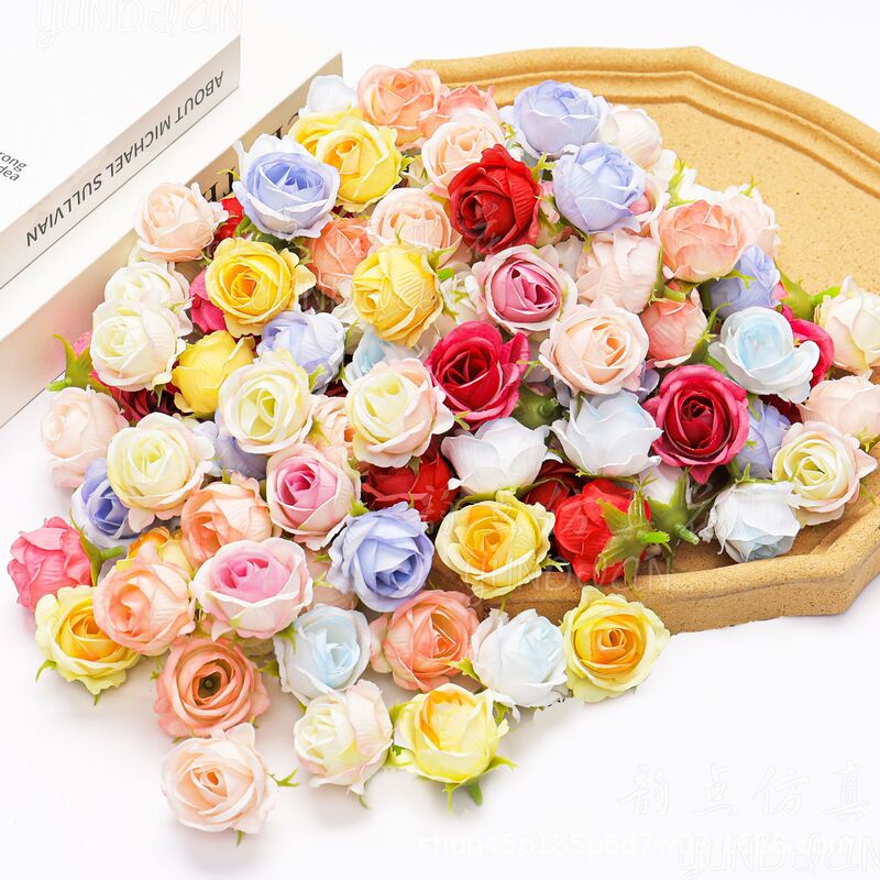 Artificial flower small rose flower head bouquet wedding rose wreath handmade decorative materials diy hairpin flower accessories Artificial flower small rose flower head bouquet wedding rose wreath handmade decorative materials diy hairpin flower accessories