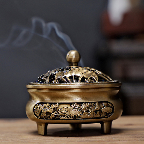 Creative retro incense burner ornaments alloy incense burner lotus leaf incense burner incense burner tower incense burner indoor aromatherapy burner home