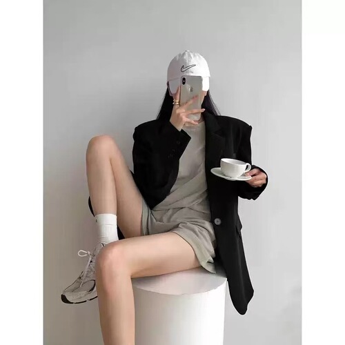 Spring and Autumn Black Stylish Fashion New Coat Business Casual Korean Version Small Women's Suit Coat