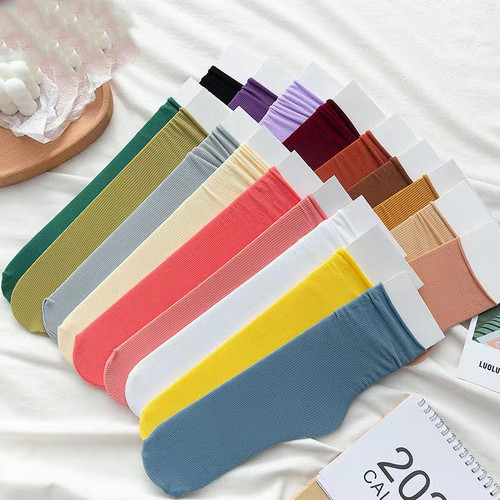 Summer and autumn thin leg socks, pure color thin thigh-high socks, Japanese style, lady's fashionable ice silk socks