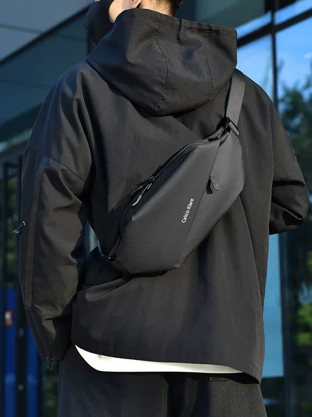 Men's Crossbody Bag, Lightweight Large-Capacity Chest Bag, Small Backpack, Sports and Leisure Waterproof Shoulder Bag, Trendy Brand Mobile Phone Waist Bag