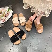 甜美风镂空毛绒卡通猴子包头拖女2026新款夏休闲可爱一脚蹬凉拖鞋