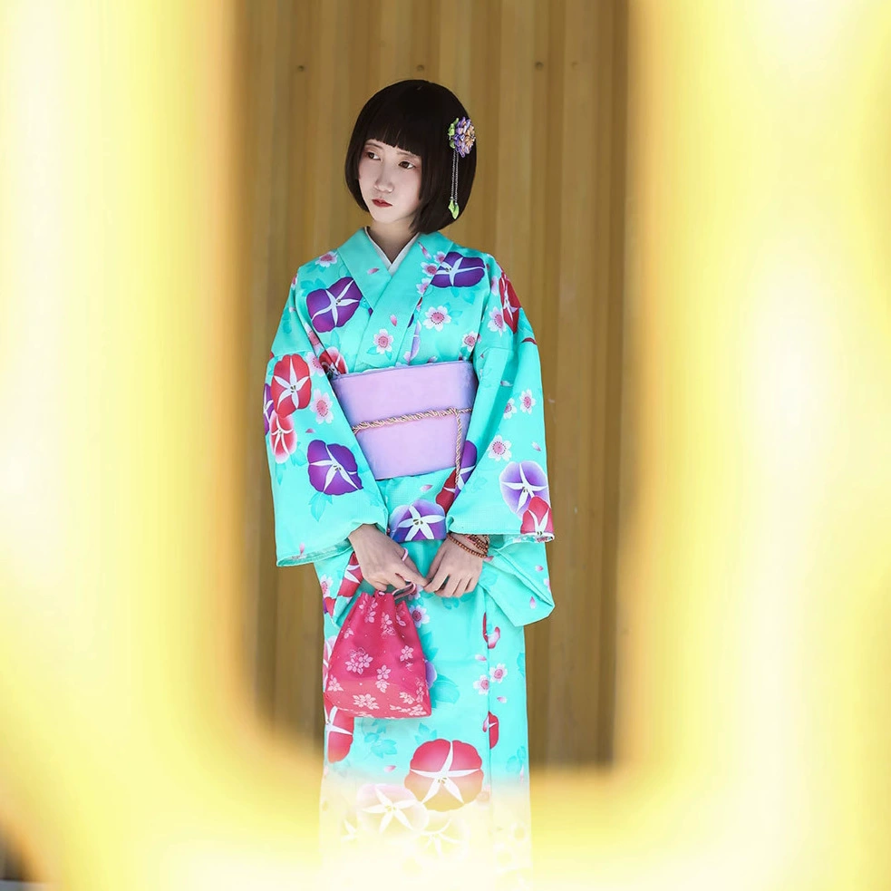 Green Japanese bathrobe, set, classic suit, (Physicals)