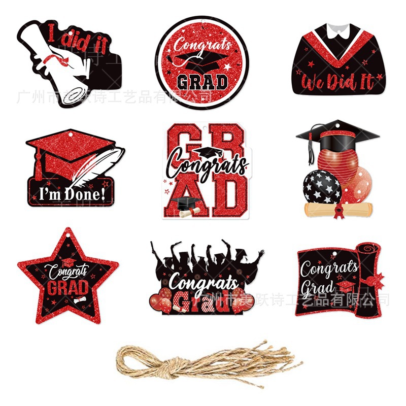 Nueva decoración de fiesta de graduación etiqueta colgante decoración soltero sombrero estrella colgante decoración Universidad graduación temporada decoración suministros