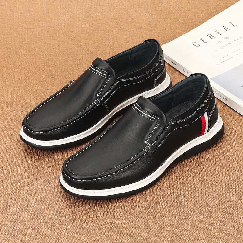 2026 Spring Genuine Leather Men's Casual Shoes Fashionable Slip-On Comfortable Breathable All-Season Shoes Men's Leather Shoes Manufacturer Wholesale