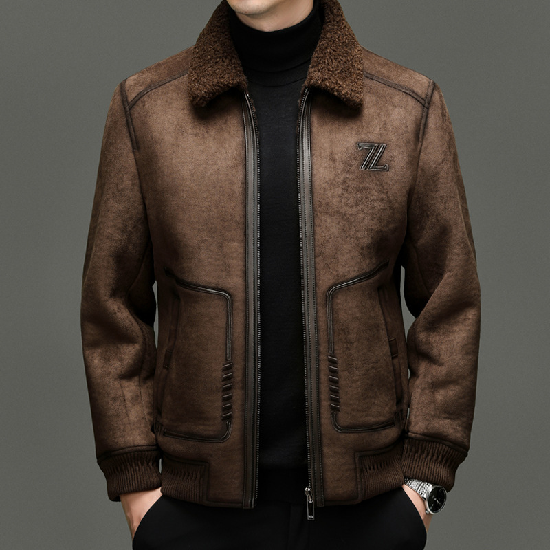 Winter Fur All-In-One Jacket Men's Trendy Casual Lapel Fur Outwear Classy Fashion Thickeneded Warm Outwear