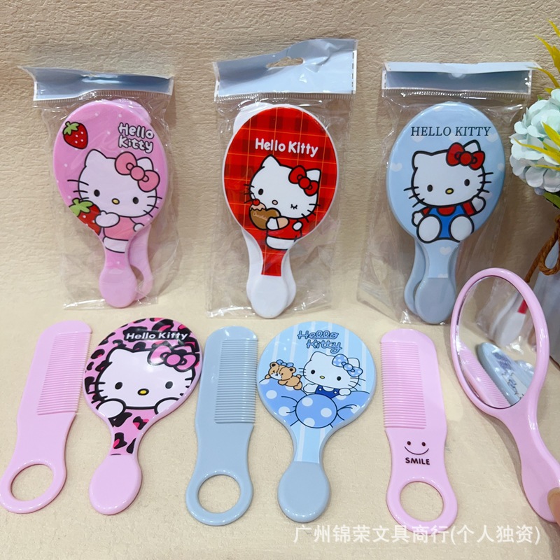 可爱卡通造型手持镜梳女孩萌动小镜子创意萌趣高颜值二合一化妆镜