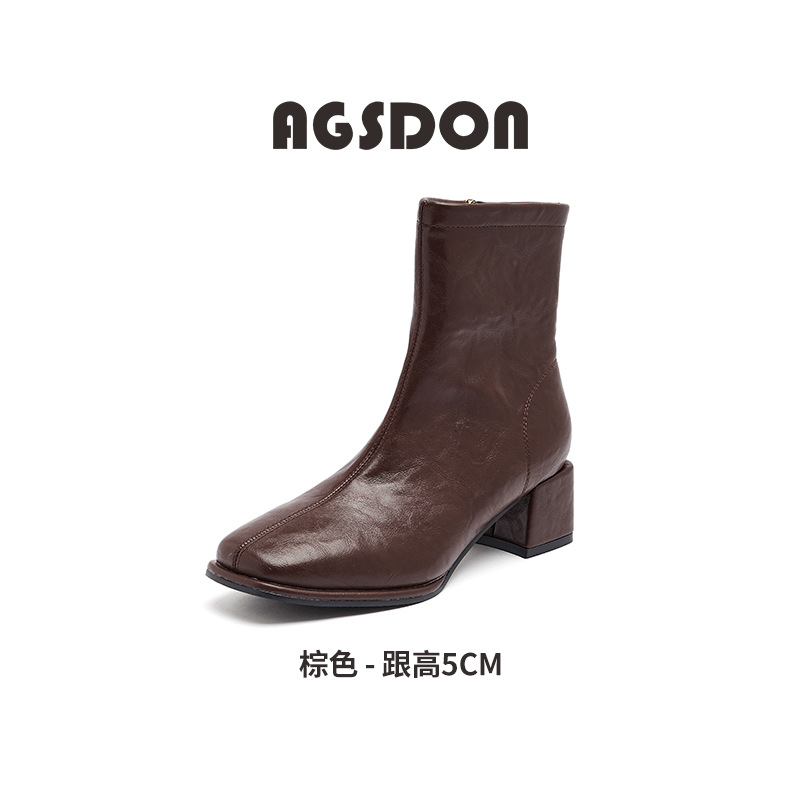 Botas de talón corto de león antiguo 2026 nuevas botas de talón alto de otoño de estilo francés de talón grueso, botas delgadas de Chelsea