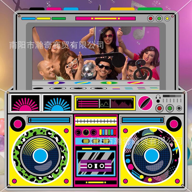 Vintage Radio Photo Props Cross-Border 90S 80S Hip-Hop Rock Party Decoration Banner Alien Flag