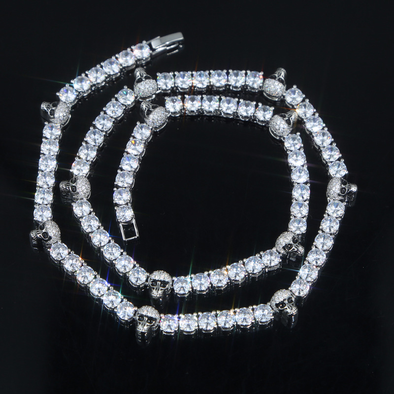 26g Weight Zircon Inlay Material Necklace Classification Copper Chain Material Hip-hop Solid Color Copper Inlay Zircon Men's Necklace