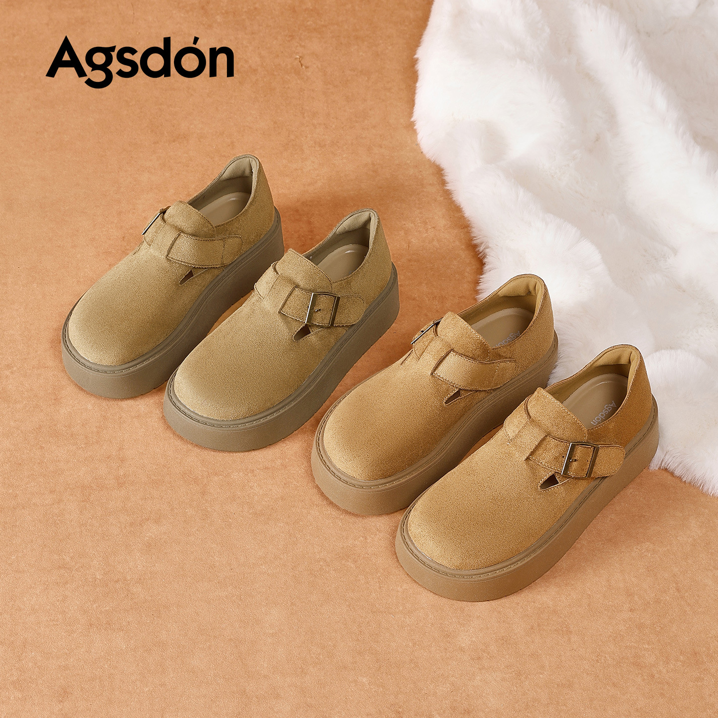 Augu Shi Deng grueso botas de botas de nieve de peluche para mujeres 2026 nuevos zapatos de algodón de primavera casuales de un solo pie