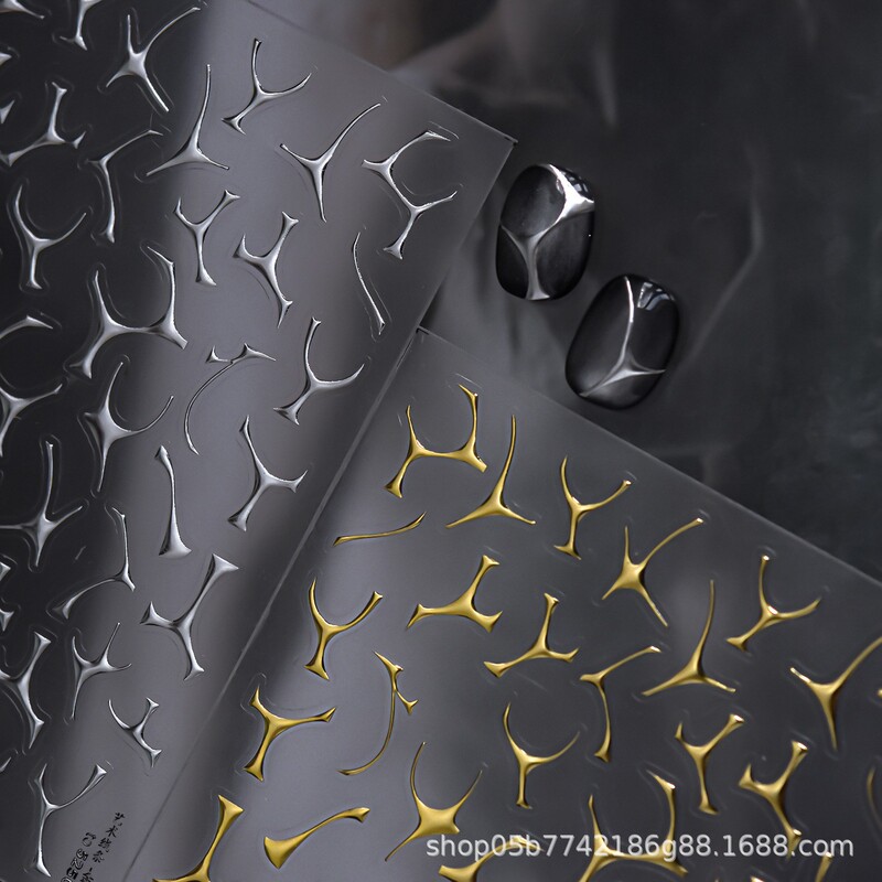 Hot-Selling Silver Minimalist Artistic Line Nail Art Stickers, 3D Adhesive Line Nail Stickers