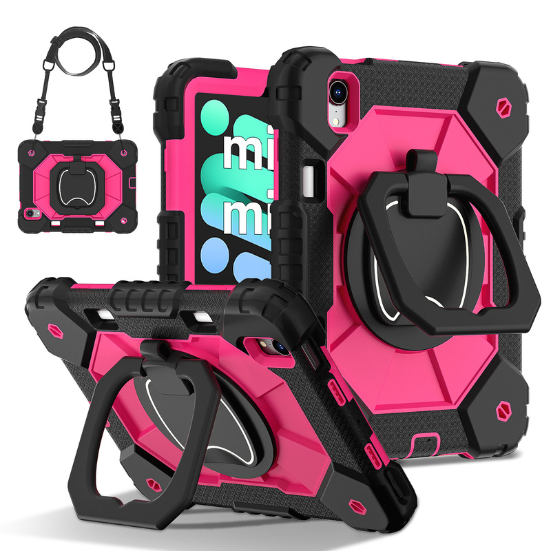 For 2024iPadmini7 portable flat protective cover mini6 with pen slot three anti-collision color silicone anti-drop shell