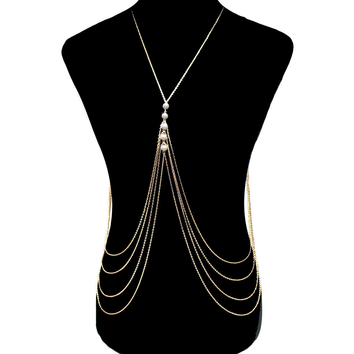 Joyería transfronteriza europea y americana borla de múltiples capas de moda colgante de cuentas redondas Cadena de cuerpo femenino estilo de playa bikini moda Cadena de pecho image 8