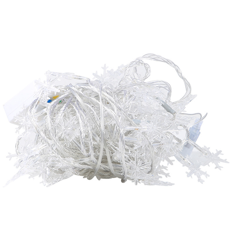 LED Cadena de luz de copo de nieve plug-in USB batería luz solar Cadena de luz de vacaciones al aire libre camping atmósfera decorativa Cadena de luz de colores