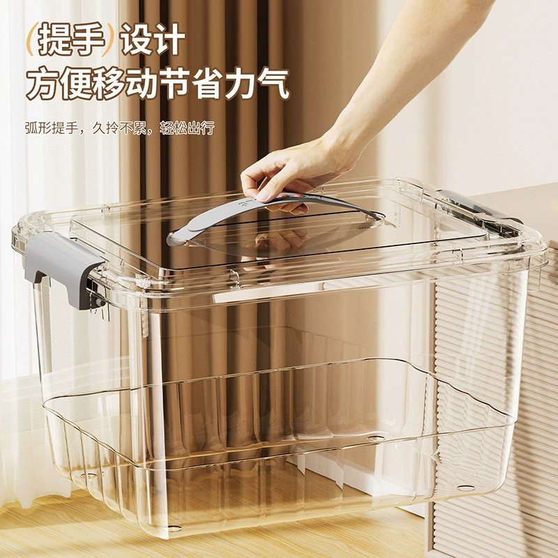 Transparent Storage Box, Thickened Plastic, Locking Handles, Multiple Sizes (Small–XL)