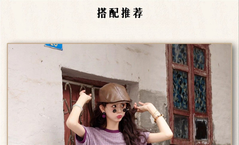 Bộ áo thun ngắn tay cổ tròn phối quần short jean ống rộng nữ — Áo ngắn tay+quần jean rộng, Áo ngắn tay, Quần jean rộng màu tím chi tiết 3