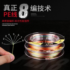Wholesale 1-meter single-color 8-strand braided PE fishing line, high-tension main line and leader line for strong pulling power.
