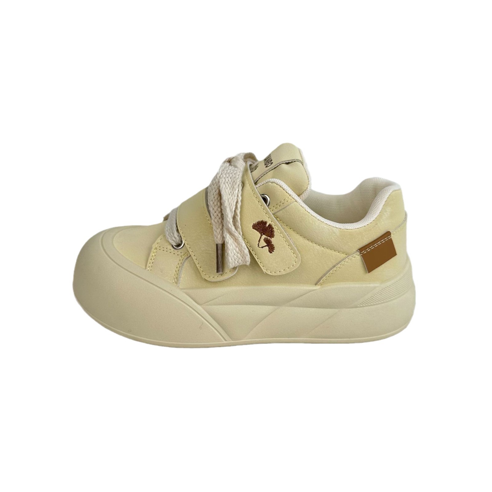 Zapatos de suela gruesa de ondas largas, zapatos blancos de altura baja de mujer, zapatos de pan de primavera coreanos, zapatos de cabeza grande generales