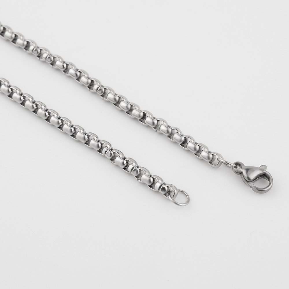 Edelstahlkette mit quadratischen Perlen, Herrenhalskette, trendiger Hip-Hop, Schmuckzubehör aus Titanstahl, Kette und Schlaufe_voghion.com