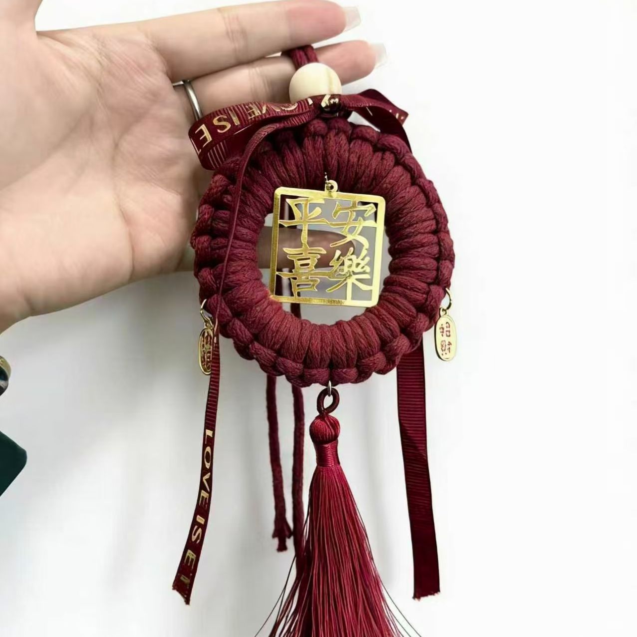 Handmade DIY Gift Red String Hanging Ornament for Peace and Joy, Attracts Wealth and Good Fortune, New Car Hanging Tag, Car Interior Decoration, Gift for Boyfriend