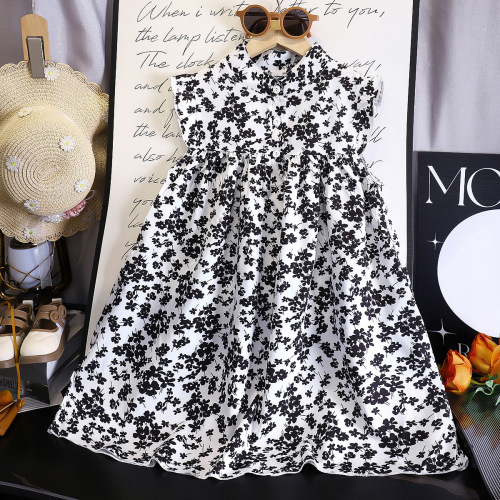 Summer Girls Floral Print A-line Swing Cute Princess Dress Children Bouncy Skirts Kids Baby Summer Outfits