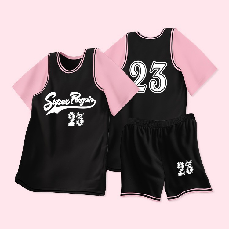 Basketball Uniform Summer Women's Suit Middle School Student Custom Game Uniform Training Short-Sleeved Fake Two-Piece Class Uniform Basketball Uniform with Number Printed