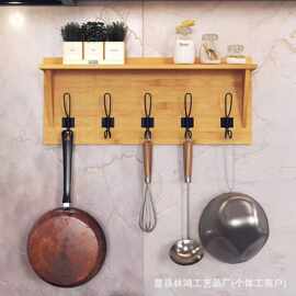 跨境挂壁衣帽架挂钩木质隔板置物架实木钥匙挂进门挂衣钩