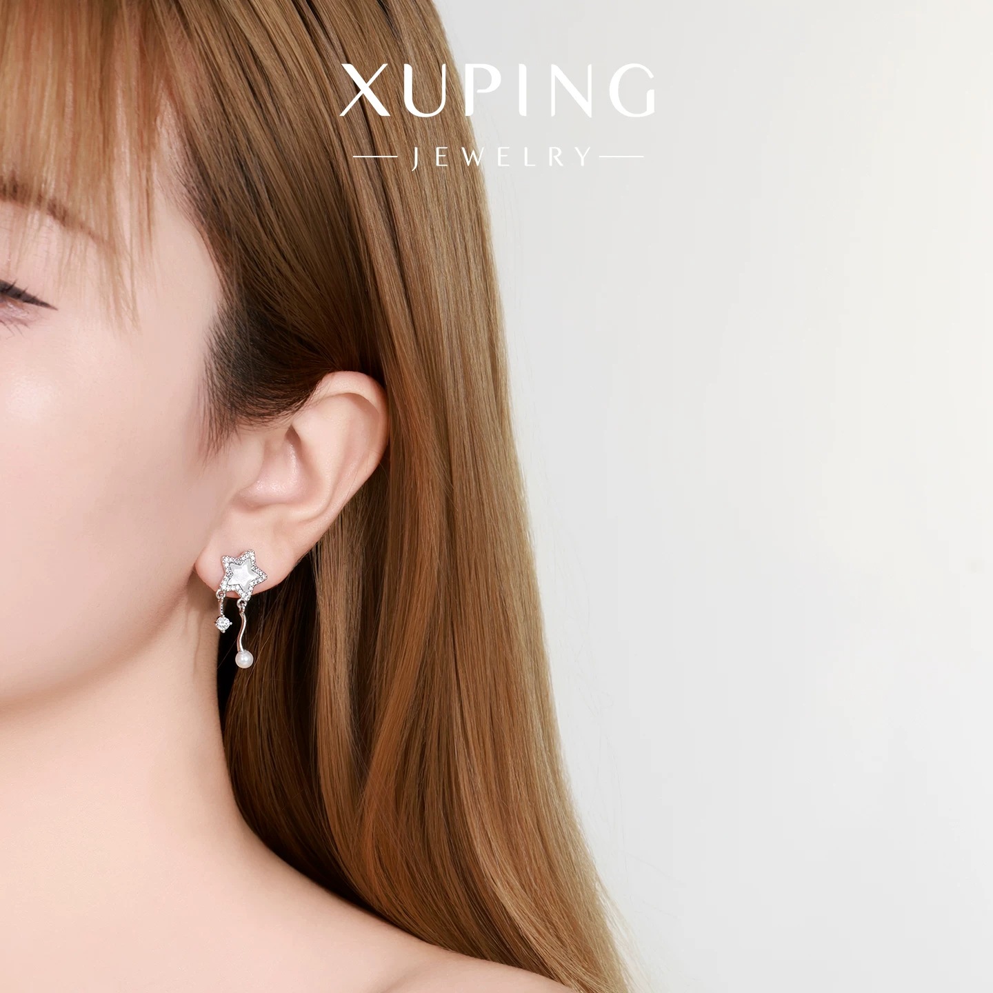 Xuping gemas artificiales temperamento suave viento moca estrellas bordillo pernos de auriculares ins viento dulce y cool personalidad auriculares al por mayor