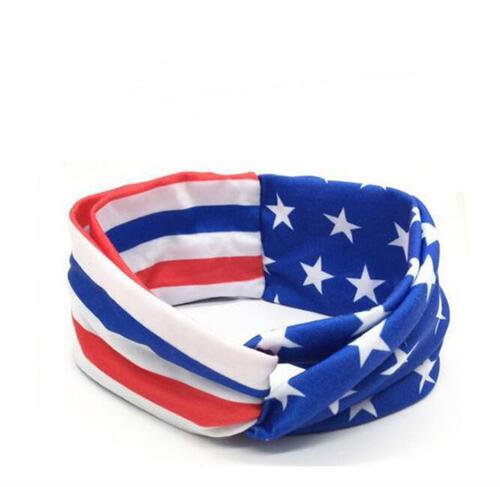 American Flag Independence Day Headband for Men Sports Elastic Headband for Women Fashion Cross Wide Headband Sweat Absorbent Hair Accessory