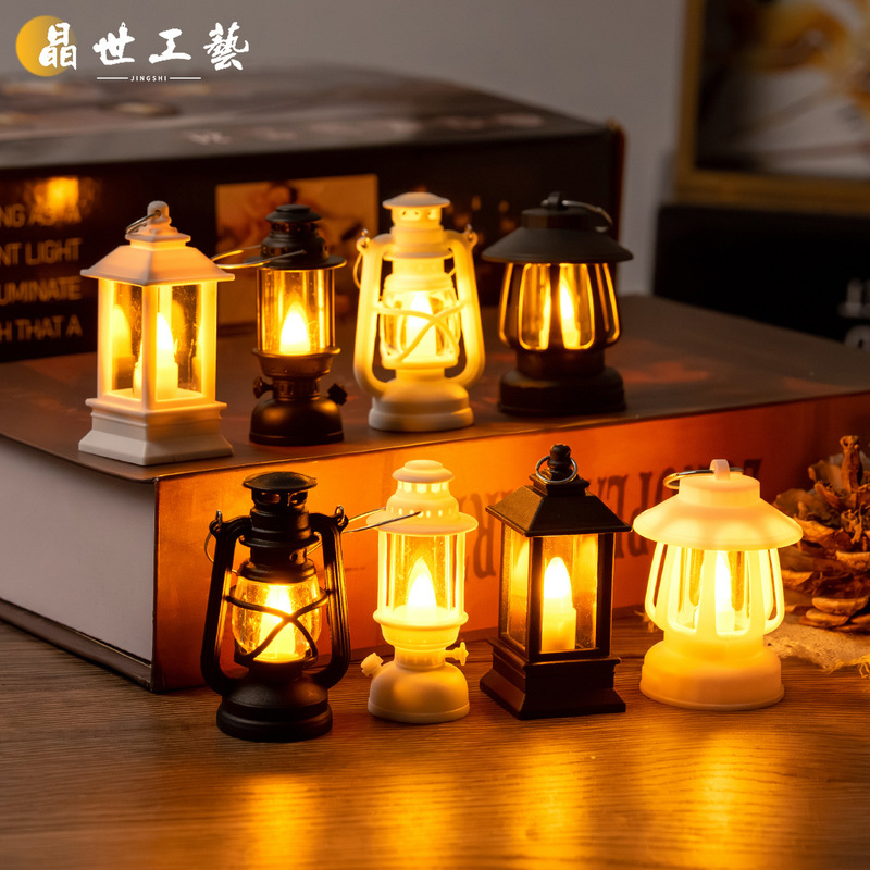 Mini Miniature Pony Lantern Led Digital Candle Light Retro Satchel Lamp Kerosene Lamp Christmas Atmosphere Light Ornaments