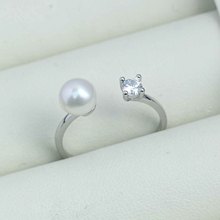 DIY珍珠配件新款铜镀金镶锆精致简约戒指空托开口可调节小众