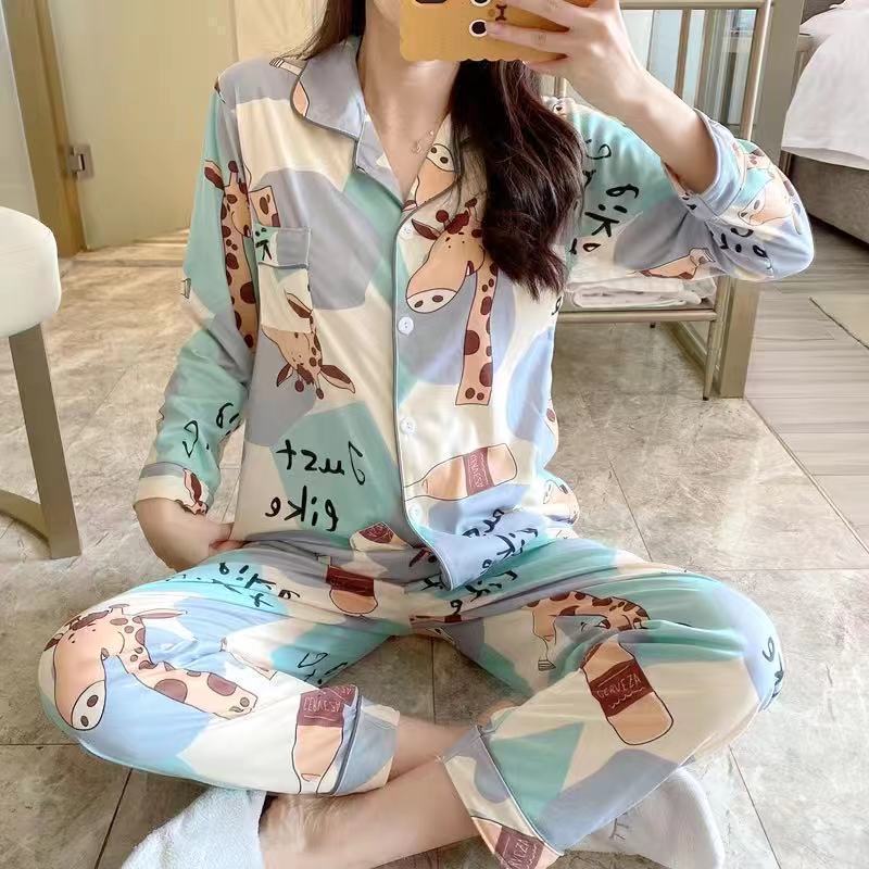 Nuevas celebridades de Internet ins viento primavera otoño pijamas mujeres de manga larga versión coreana japonesa dulce y lindo traje de servicio a domicilio de confinamiento