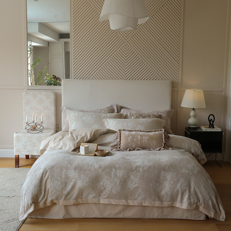 Conjunto de roupa de cama boho em algodão estilo francês jacquard_voghion.com