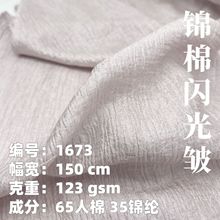 人棉锦纶闪光皱面料  女装上衣连衣裙时装提花梭织布料