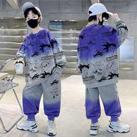 男童卫衣春秋款2023新款帅气时髦中大儿童男孩秋款圆领上衣酷帅潮