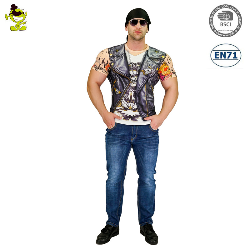 Halloween Impresión digital camiseta Western Denim bombero pirata primitivo espectáculo etapa fiesta traje image 4
