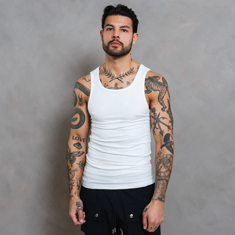 Men's Sports Tank Striped Thread American High Elastic Tight Sports Tank for Men's Summer Running Racerback Quick Drying Fitness_voghion.com