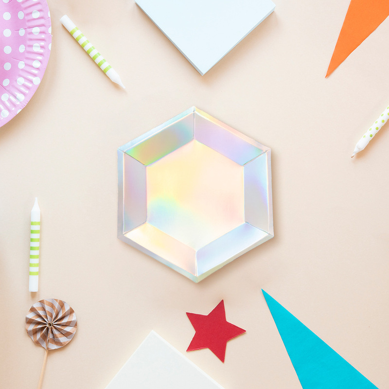 Cross-border Party Disposable Dinner Plate Paper Plate Layout Props Hexagonal Plate Diamond-shaped Household Creative Paper Plate Tableware