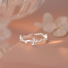 乾佳S999足银清新花朵戒指女田园风仙女典雅甜美ins新款指环代发