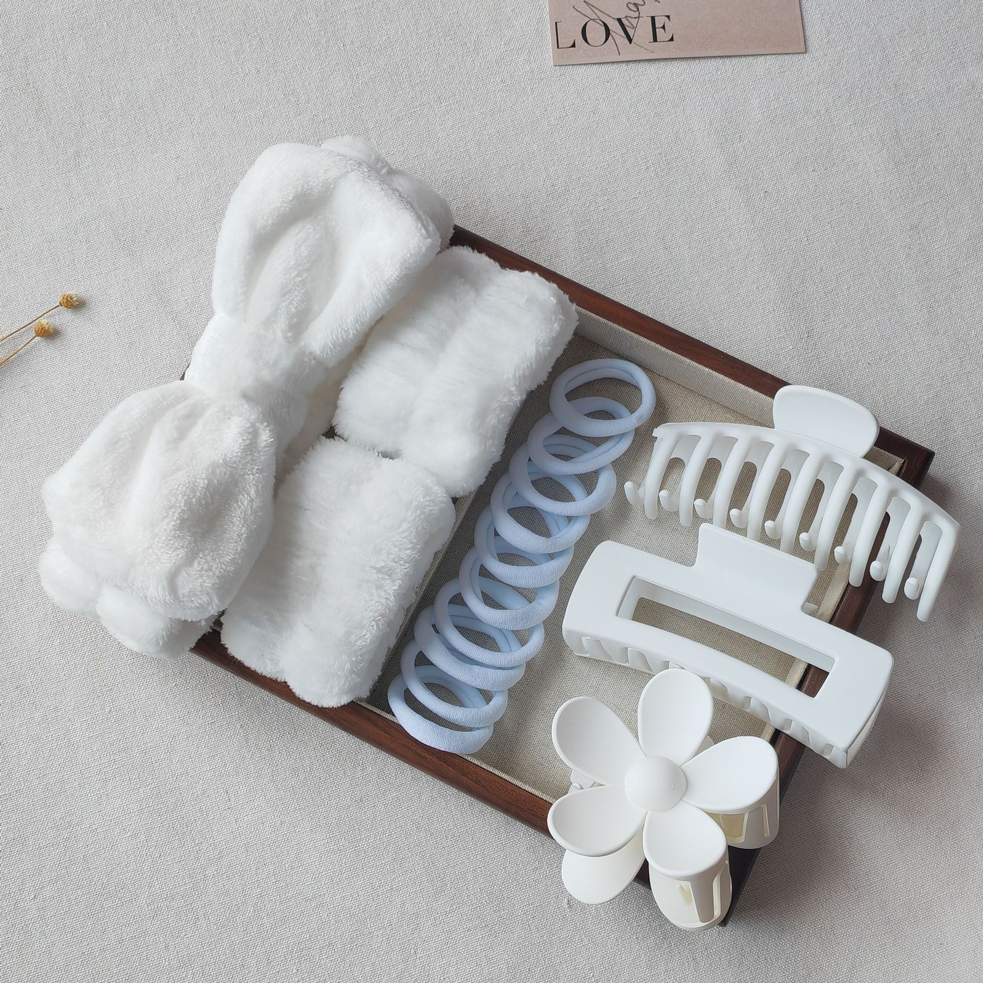 Amazon Cross-border lavado de cara, muñequeras, juego de diadema, diadema, horquilla, cuerda para el cabello, lazo para el cabello, lavado de cara, caja de regalo