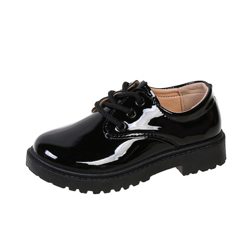 Boys' Leather Shoes Black Girls' College Performance Shoes Spring and Autumn Little Girls Soft Sole British Style Children's Performance Shoes