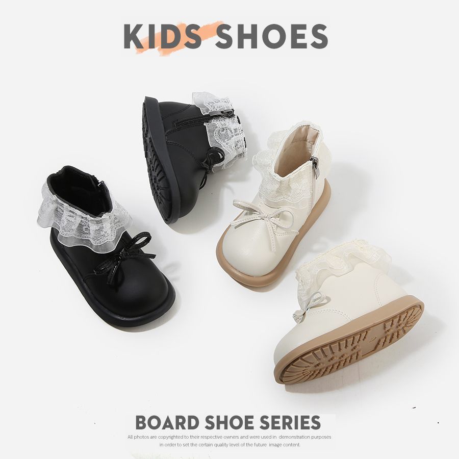 Children's Single Leather Boots, Autumn and Winter Non-Slip Princess Boots, Cute and Sweet Baby Boots, New Style Atmospheric Girls' Boots