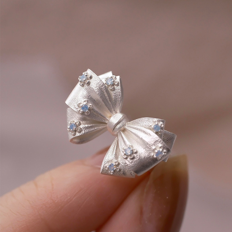 Anello fiocco in argento sterling 925 con diamanti regolabile_voghion.com