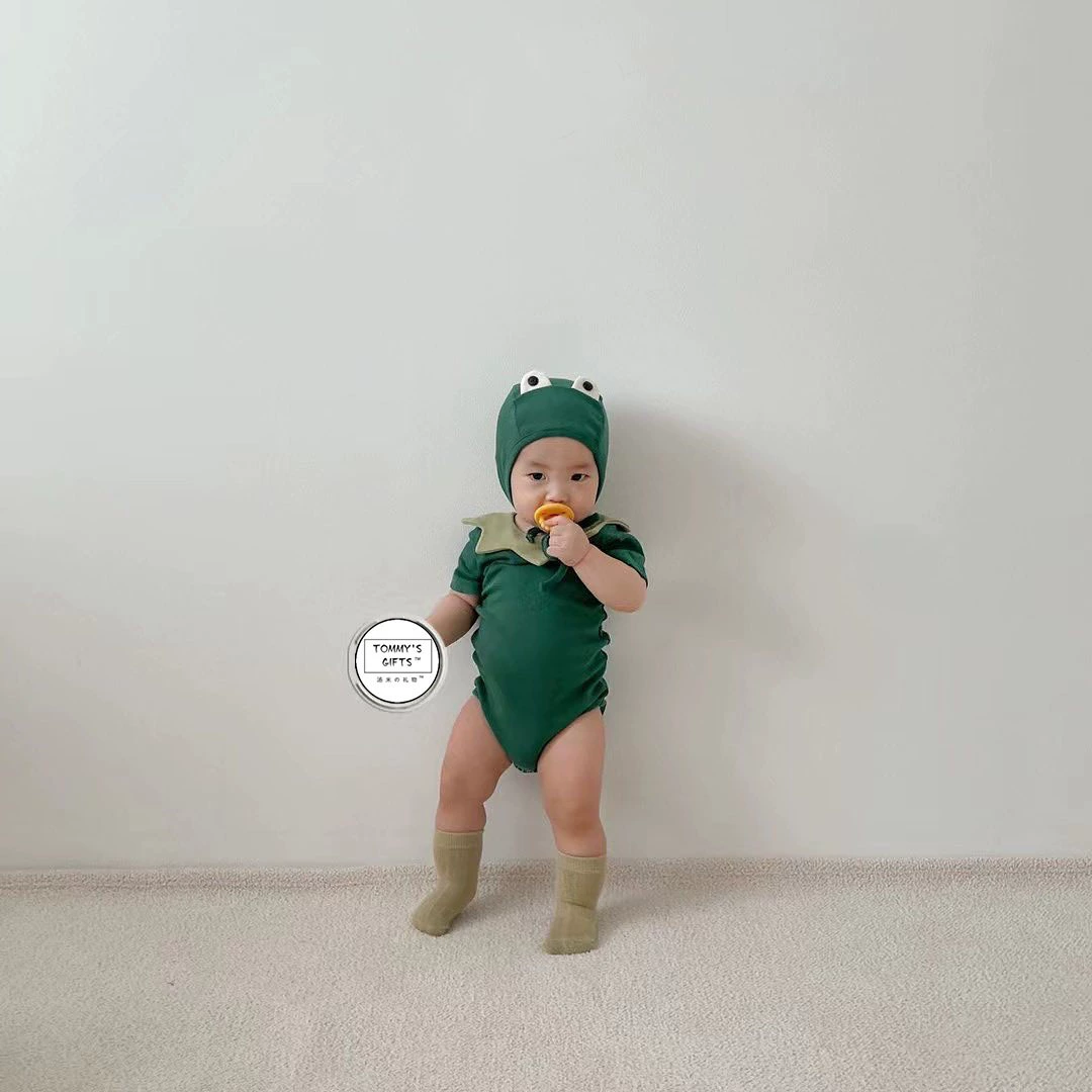 Ins новый детский комбинезон в форме лягушки 2024 Летний Новый детский комбинезон из комбинезона из двух частей