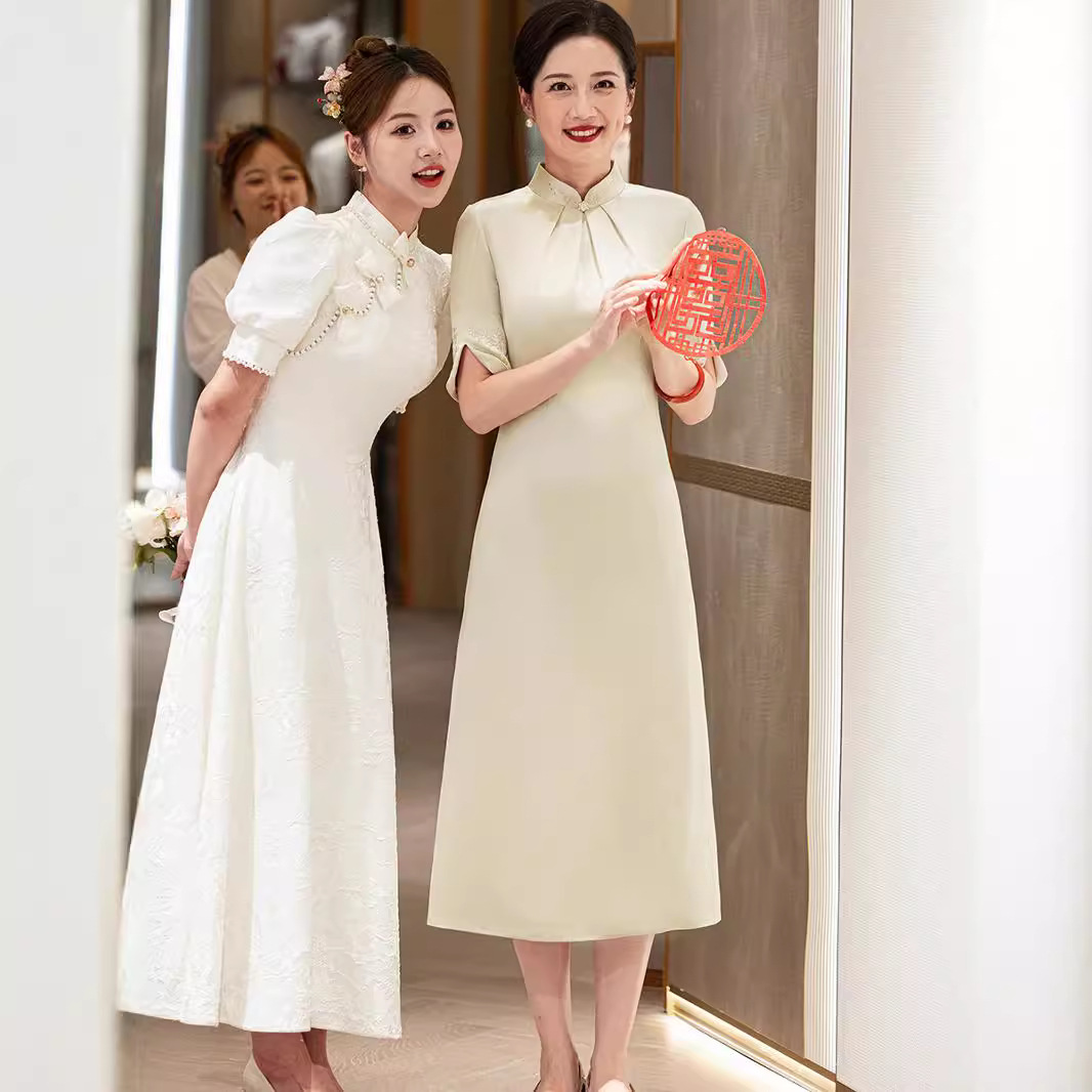 高端妈妈装婚宴礼服 高贵年轻喜婆婆新款中年旗袍女秋季 日常可穿