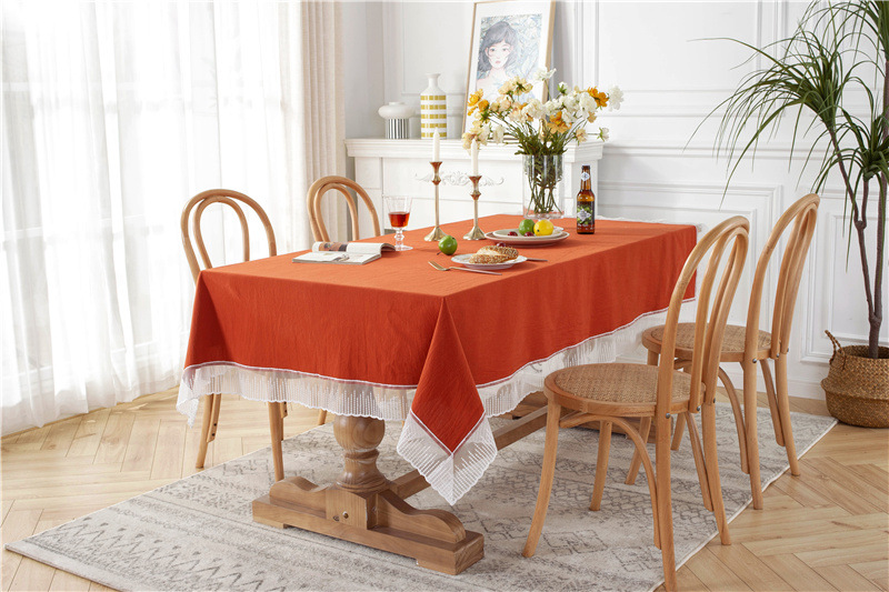 Romantic Solid Colour Washed Cotton Lace Tablecloth For Dining_voghion.com
